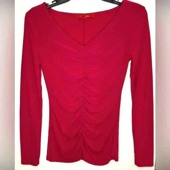 Narciso Rodriguez Womens DesigNation Ruched Front V-Neck Knit Top Pink Size XS - Picture 5 of 7